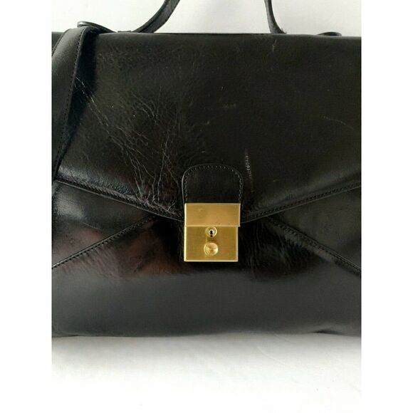 MICHAEL ROME M. FINE BLACK GENUINE LEATHER FLAP BUSINESS TOTE SHOULDER BAG CASE - Picture 5 of 10